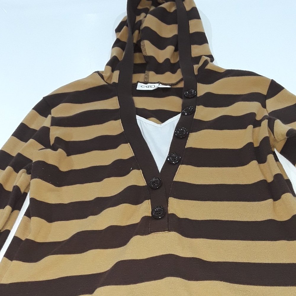 Cato brown striped hooded top